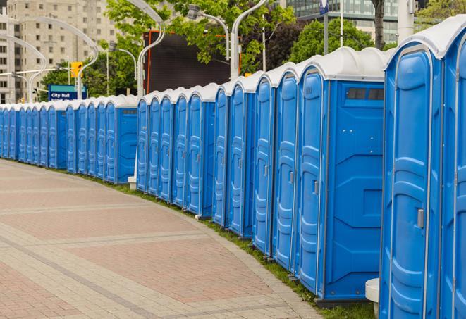 Seasonal porta potty units set up at a Corsicana, Texas venue